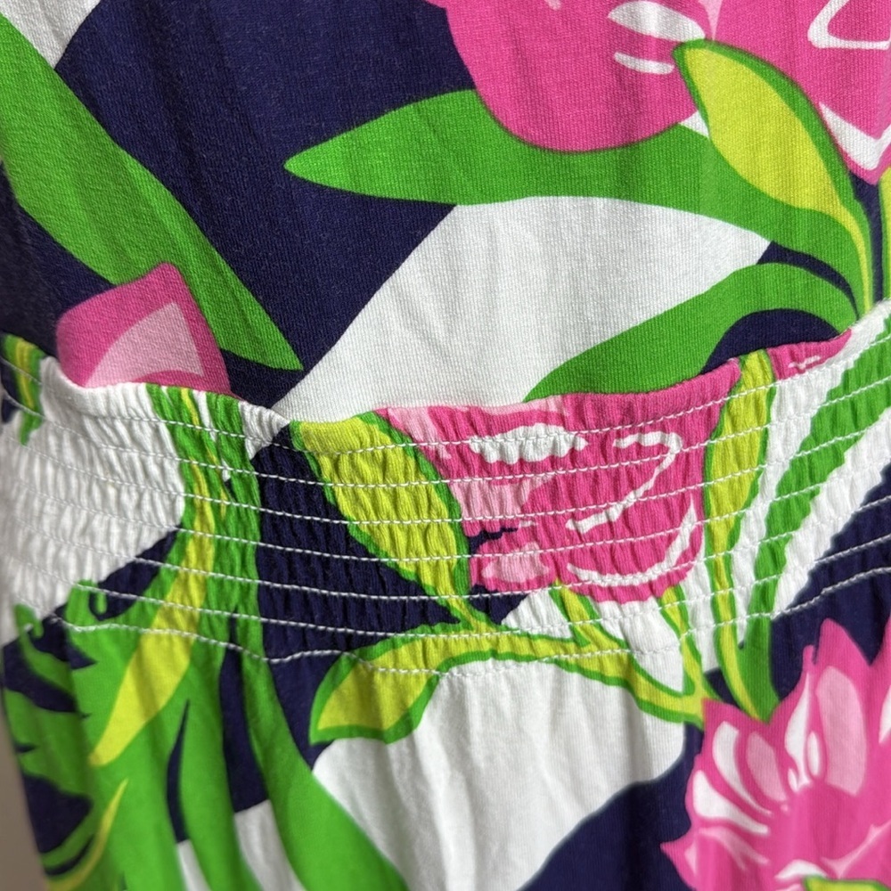 (T6) Lilly Pulitzer Dress,size M Multicolor floral elastic waist with. - Picture 2 of 9
